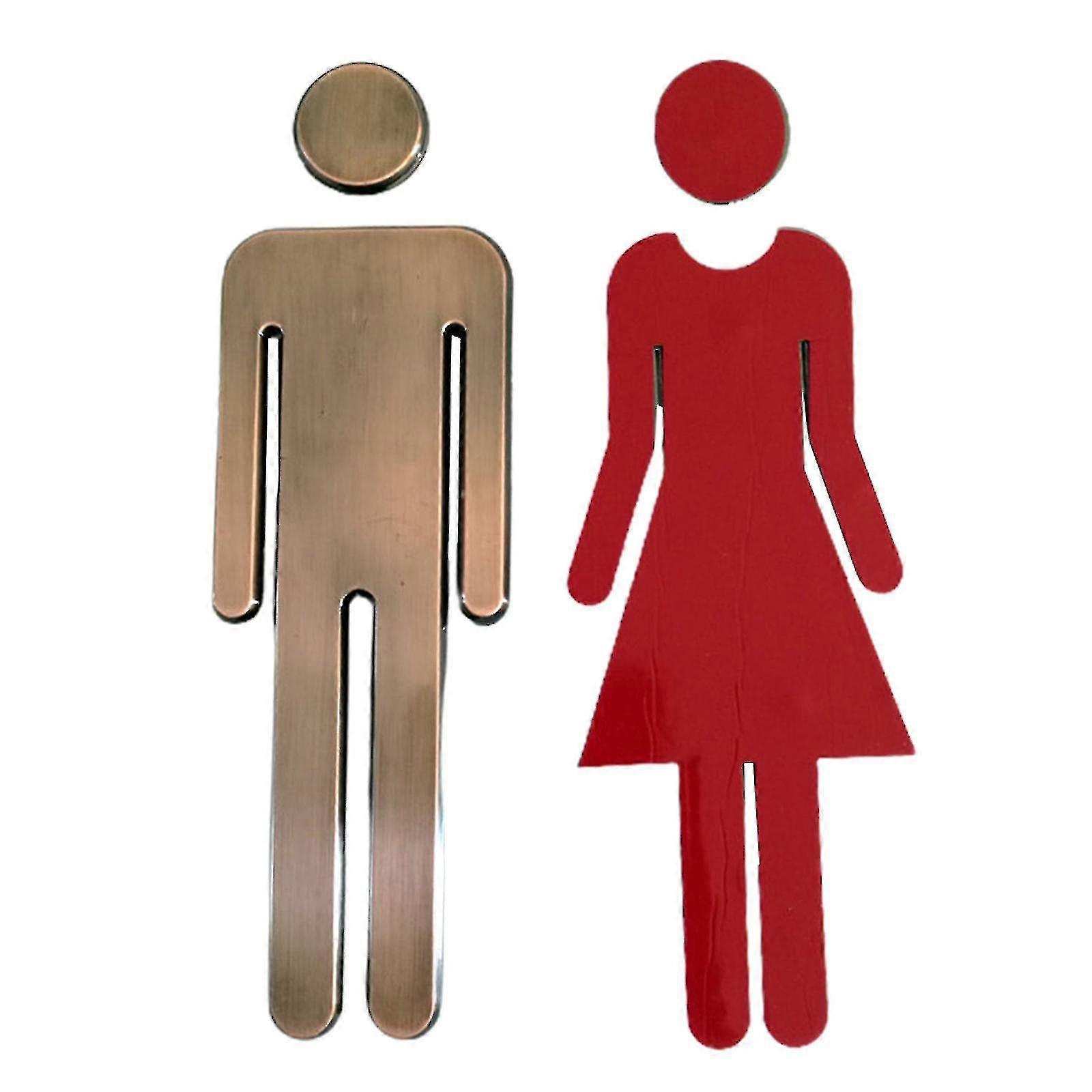 2 Stück Selbstklebende Toilettensymbole Für Badezimmer, Toilettentürschilder Für Hotel, Büro, Wc-plakette Für Zuhause (silber)