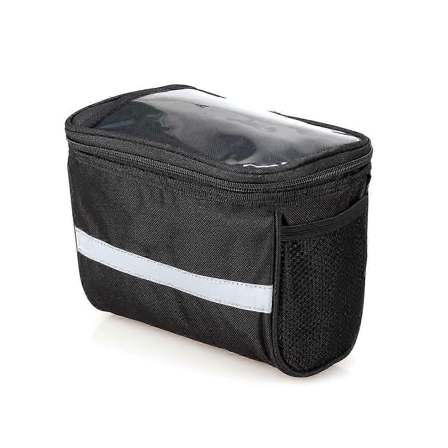 Fahrradtaschenkörbe Mit Reflektierendem Streifen, Fahrradlenkertasche, Fahrradrahmentasche, Fahrradtasche, Fahrradrohrtasche, Fahrradgepäcktasche (schwarz)