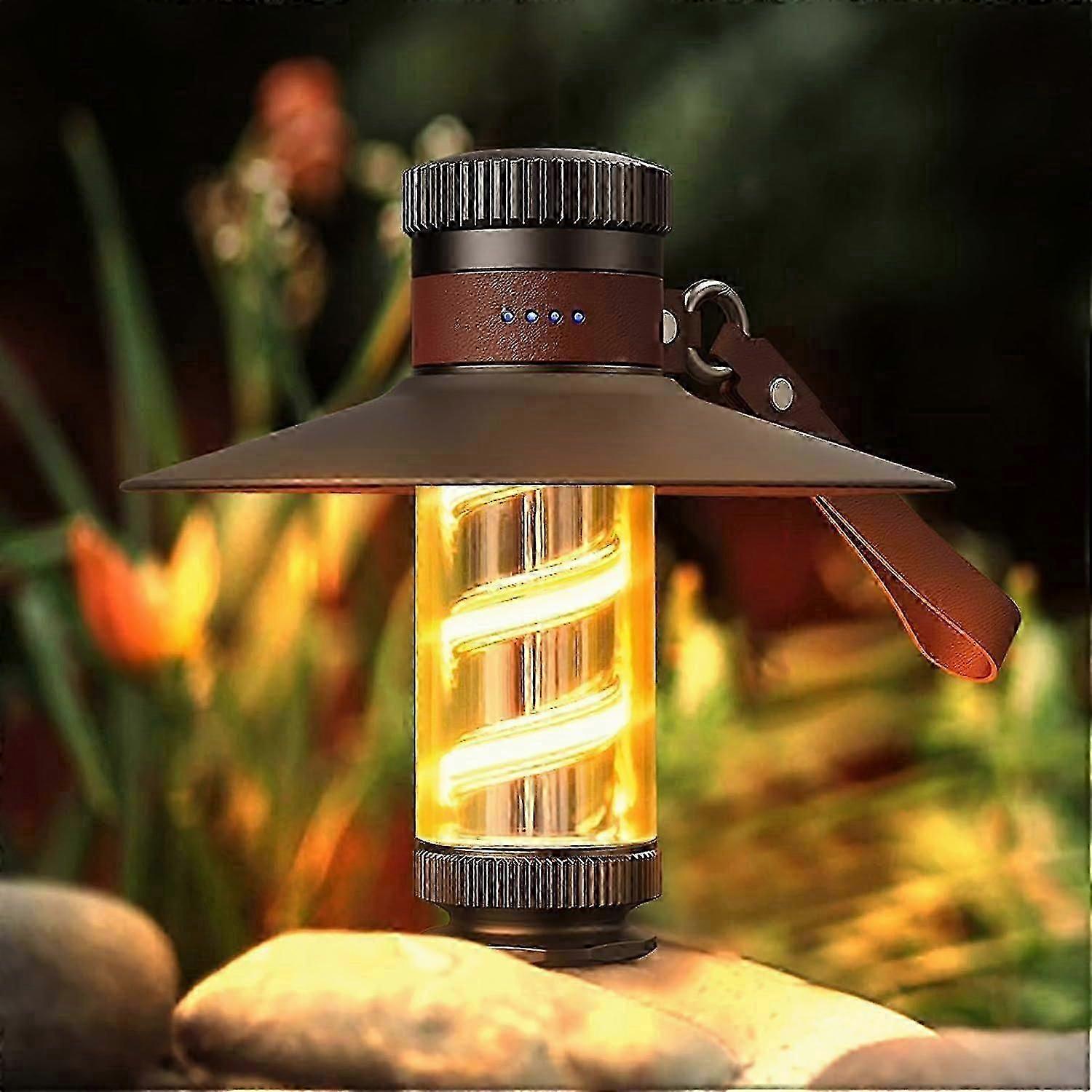 Hochwertige Led-campinglampe, Retro-campinglaterne, Dimmbare, Wiederaufladbare, Tragbare Campinglampe, Wasserdichte Zeltlampe (ipx5) Mit Taschenlampe Für Camping (schwarz)
