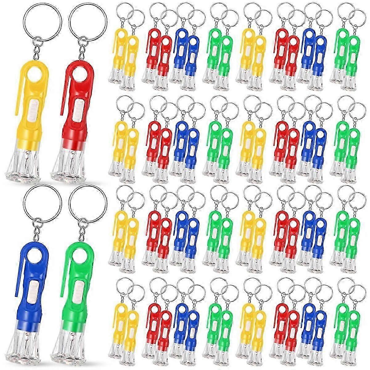 100 Mini-taschenlampen-schlüsselanhänger In Verschiedenen Farben Für Kinder, Ideal Als Mitbringsel Für Camping Und Partys