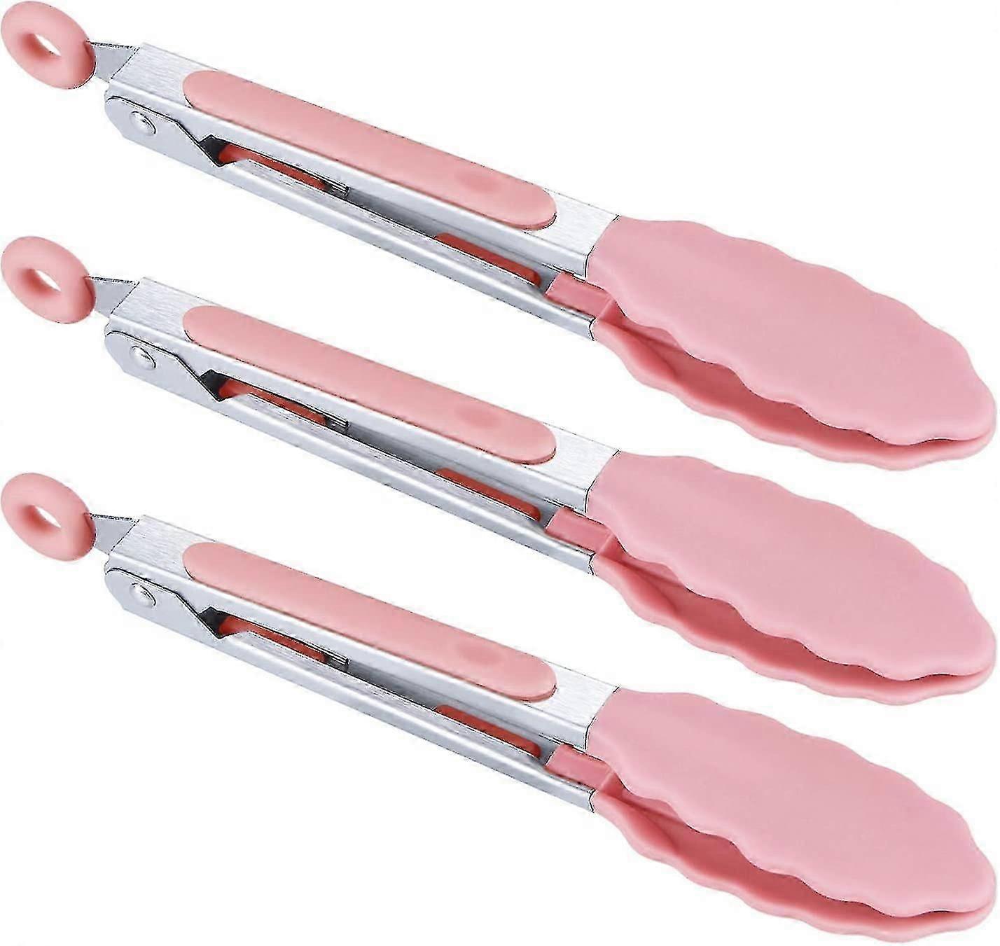 Servierzangen Aus Silikon, 21 Cm, 3er-set – Rosa Steakzange, Grillzange, Rosa Buffetzange