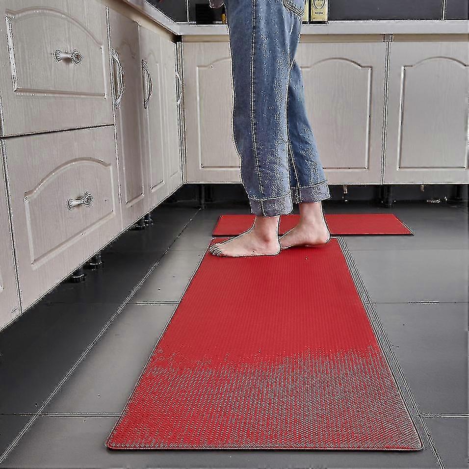 Rutschfeste, Wasserdichte Küchenmatte, Anti-ermüdungs-matte, Dick Gepolstert (rot, 45 X 150 Cm)