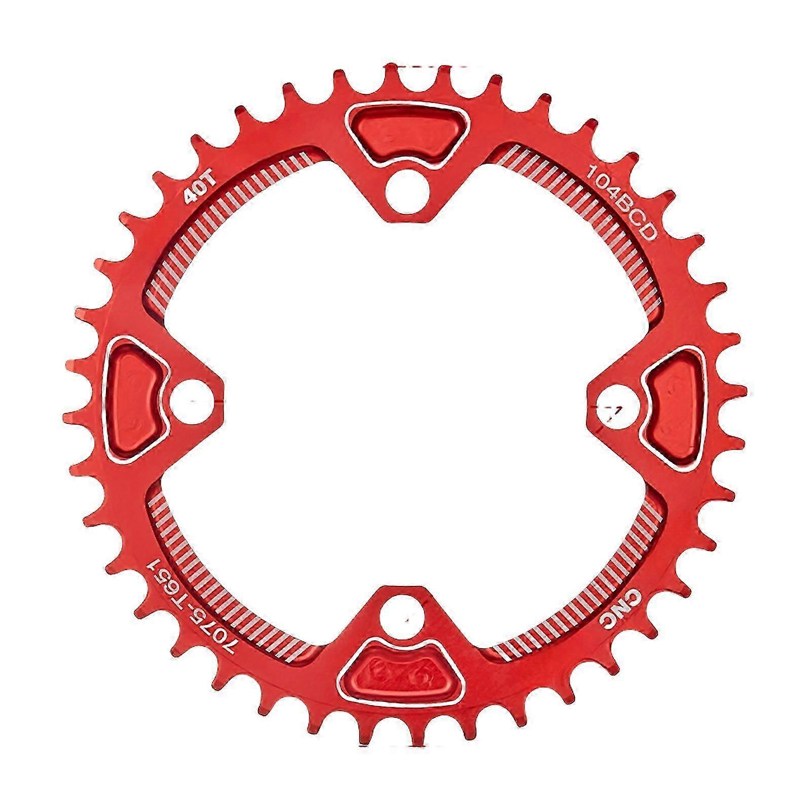 Fahrräder 104bcd Kurbelkettenblatt Narrow Wide Fahrrad Einzelkettenblatt Rad Rundkettenblatt 40t 42t Kurbelsatz Zähne (40t Rot)