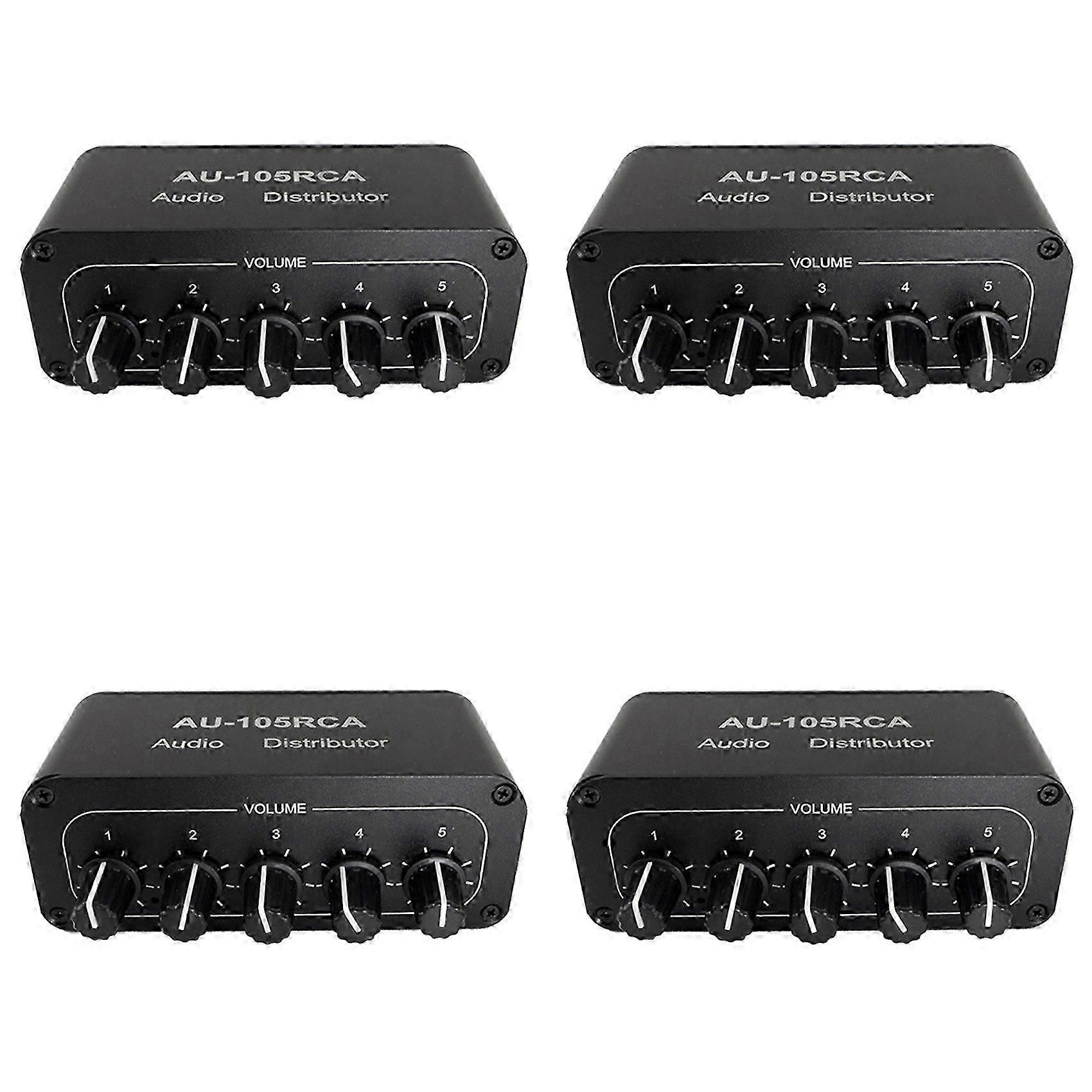 4x 5-kanal-audioverteiler, Stereo-audiomixer, 1 Eingang, 5 Ausgänge, Rca-splitter Für Leistungsverstärker, Aktiv-audio