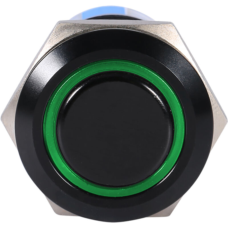 19 Mm 12–24 V Ein/aus Schwarzer Wasserdichter Selbstverriegelnder Druckknopfschalter Mit Grüner Led