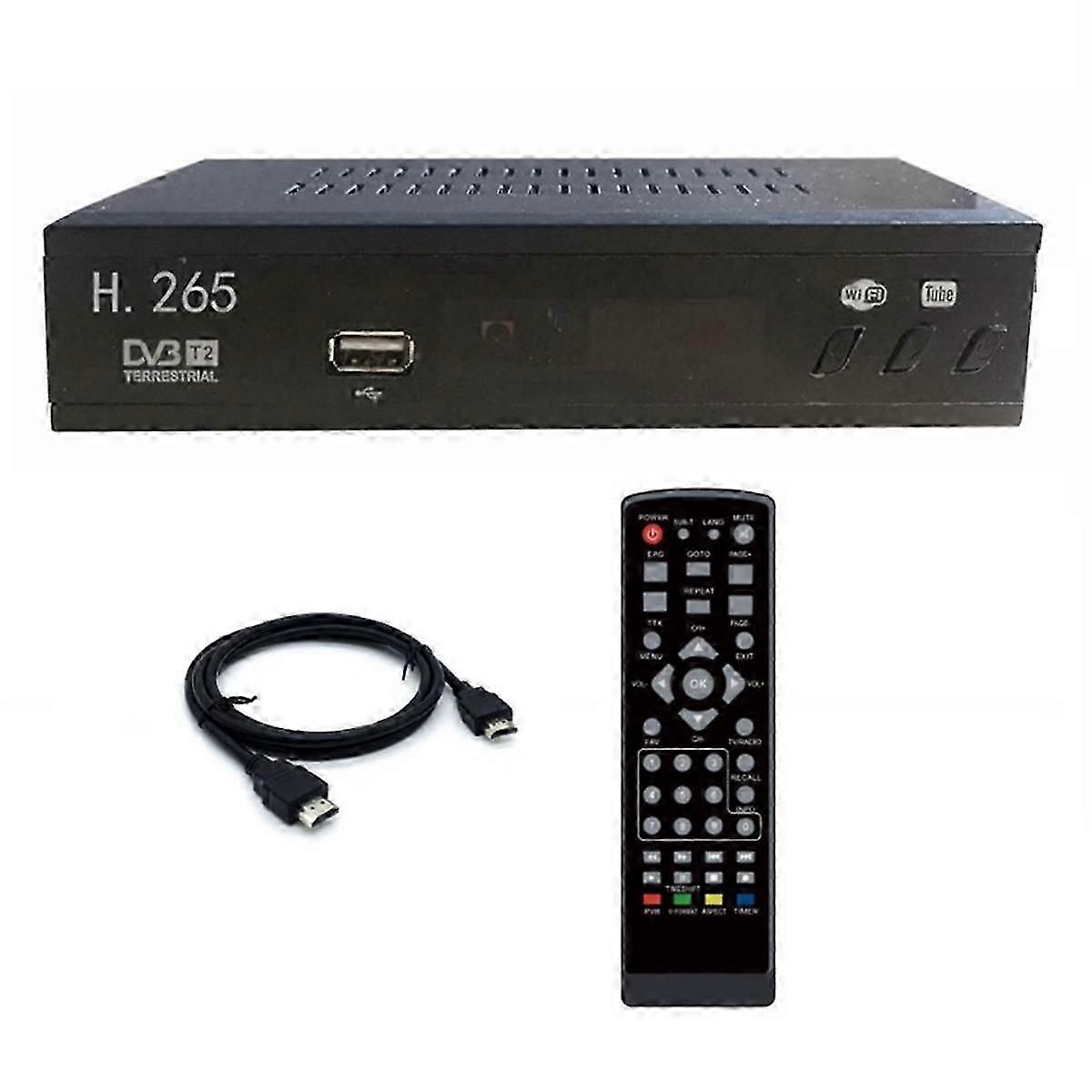 Dvb-t2 Hevc 265 Digital-tv-tuner, Dvb-t2 265 1080p Hd-decoder, Usb-terrestrischer Tv-receiver, Set-top-box Mit Eu-stecker