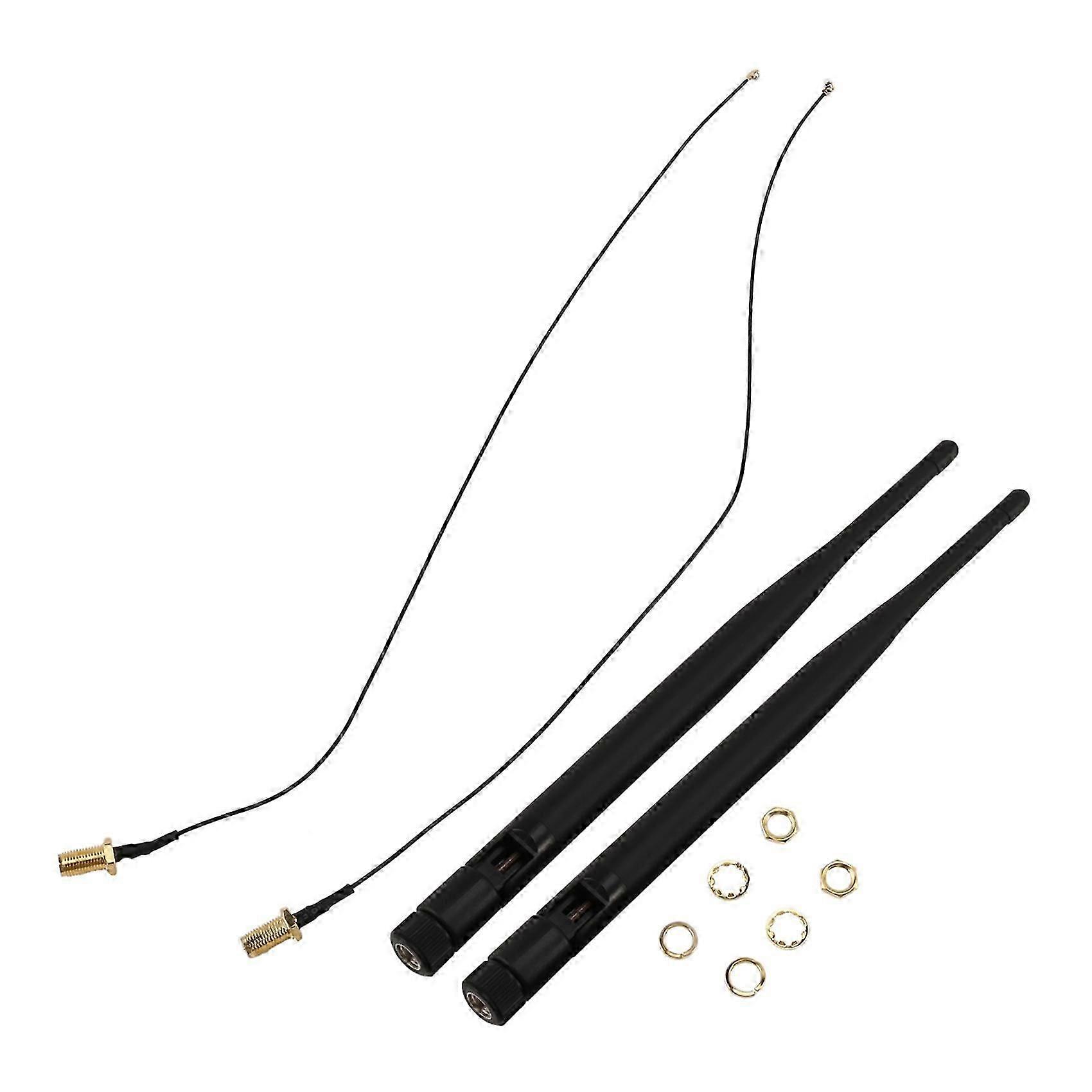 2 X 6 Dbi 2,4 Ghz/5 Ghz Dualband-wlan-rp-antenne + 2 X 35 Cm U.fl-/ipex-kabel