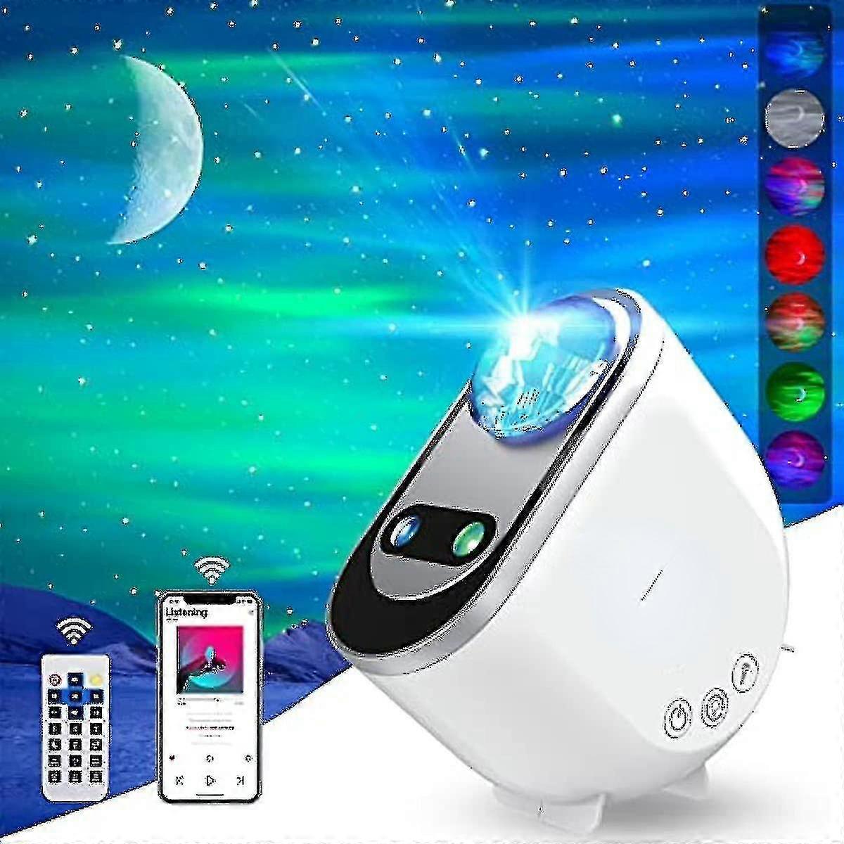 Nordlicht-sternenprojektor, Aurora-projektoren, Galaxie-sternenprojektor, 6-flammige Sternenhimmel-mondlampe Mit Weißem Rauschen