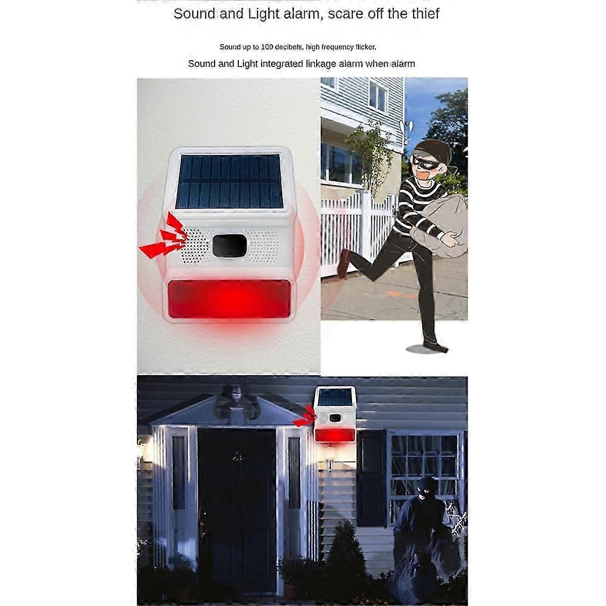 Drahtlose Solar-blitzlicht-alarmleuchte Mit Akustischem Signal Und Sirene Für Den Außenbereich, Kompatibel Mit 433-mhz-wlan-gsm-alarmsystemen