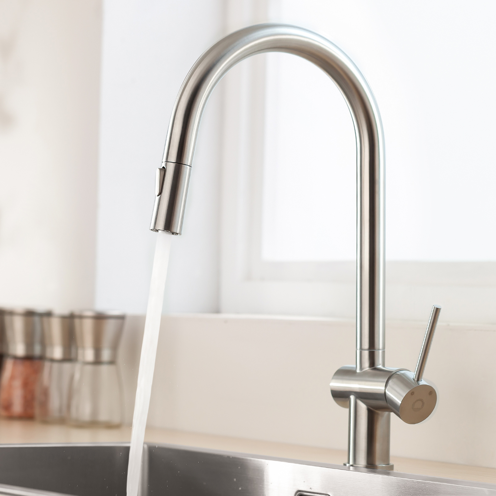 Cecipa Max Hochdruck Küchenarmatur Ausziehbar – Wasserhahn Küche Gebürstet Mit 2 Strahlarten & 360° Schwenkbarer Brause, Edelstahl Mischbatterie Einhebel