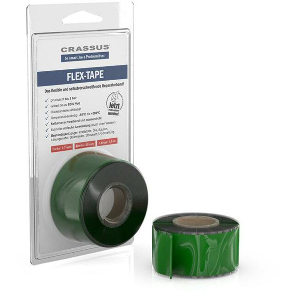 Cr Flex-tape, 25mmx3,5mx0,7mm, Grün Flex.selbstverschweißendes Reparaturband