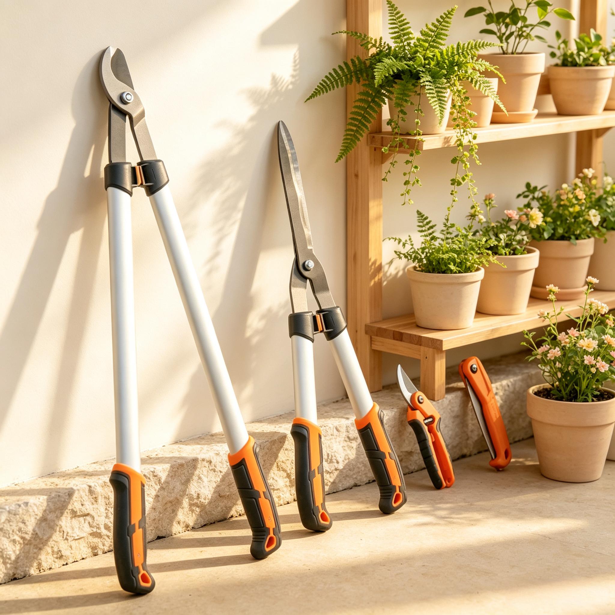 4-teiliges Gartenscheren-set – Astschneider, Bypass-schneider, Schere, Klappsäge, Aluminiumgriffe