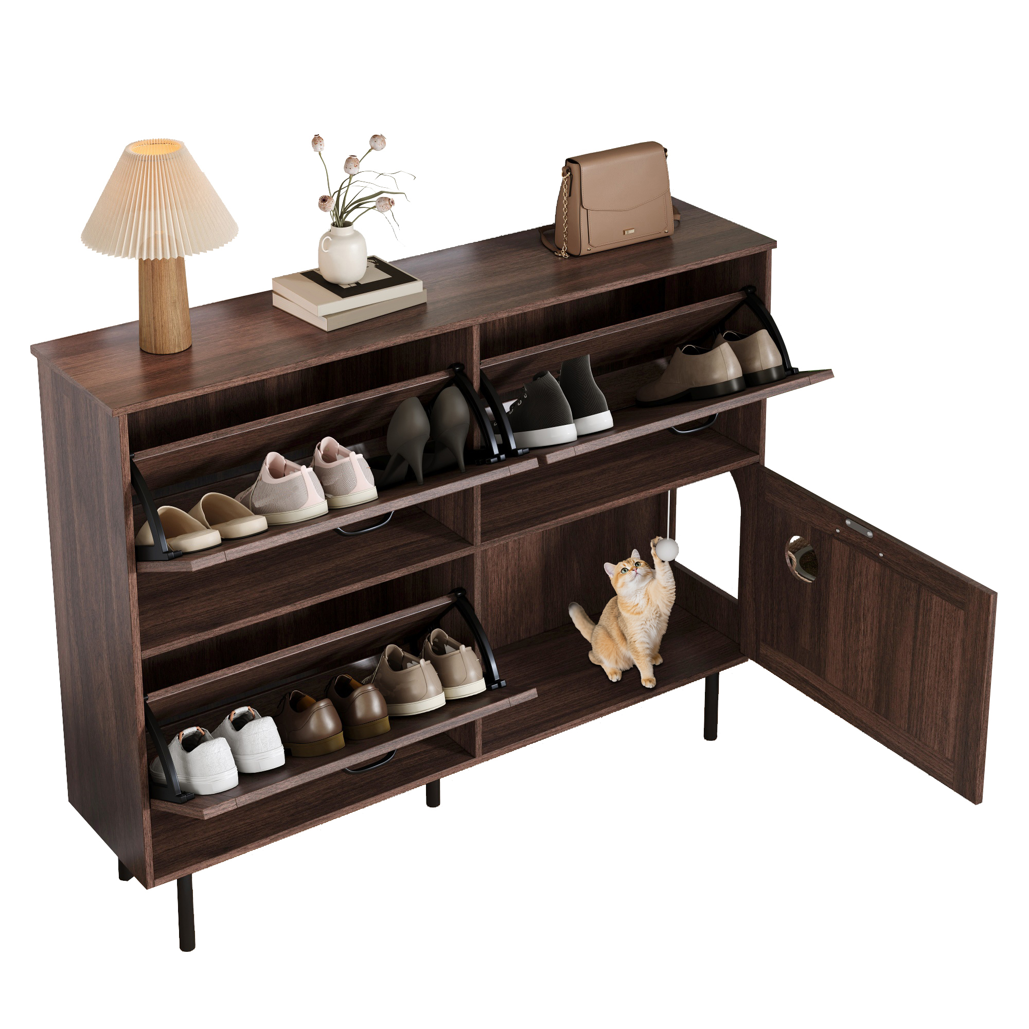 Schmaler Schuhschrank Mit 3 Klappen, Haustierfreundlich, Für Flur