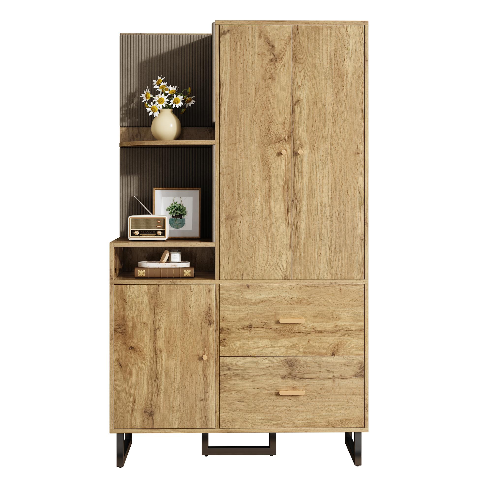 Flurgarderobe Mit Gepolsterten Paneelen, Schuhschrank, 110x186x38 Cm, Für Flur
