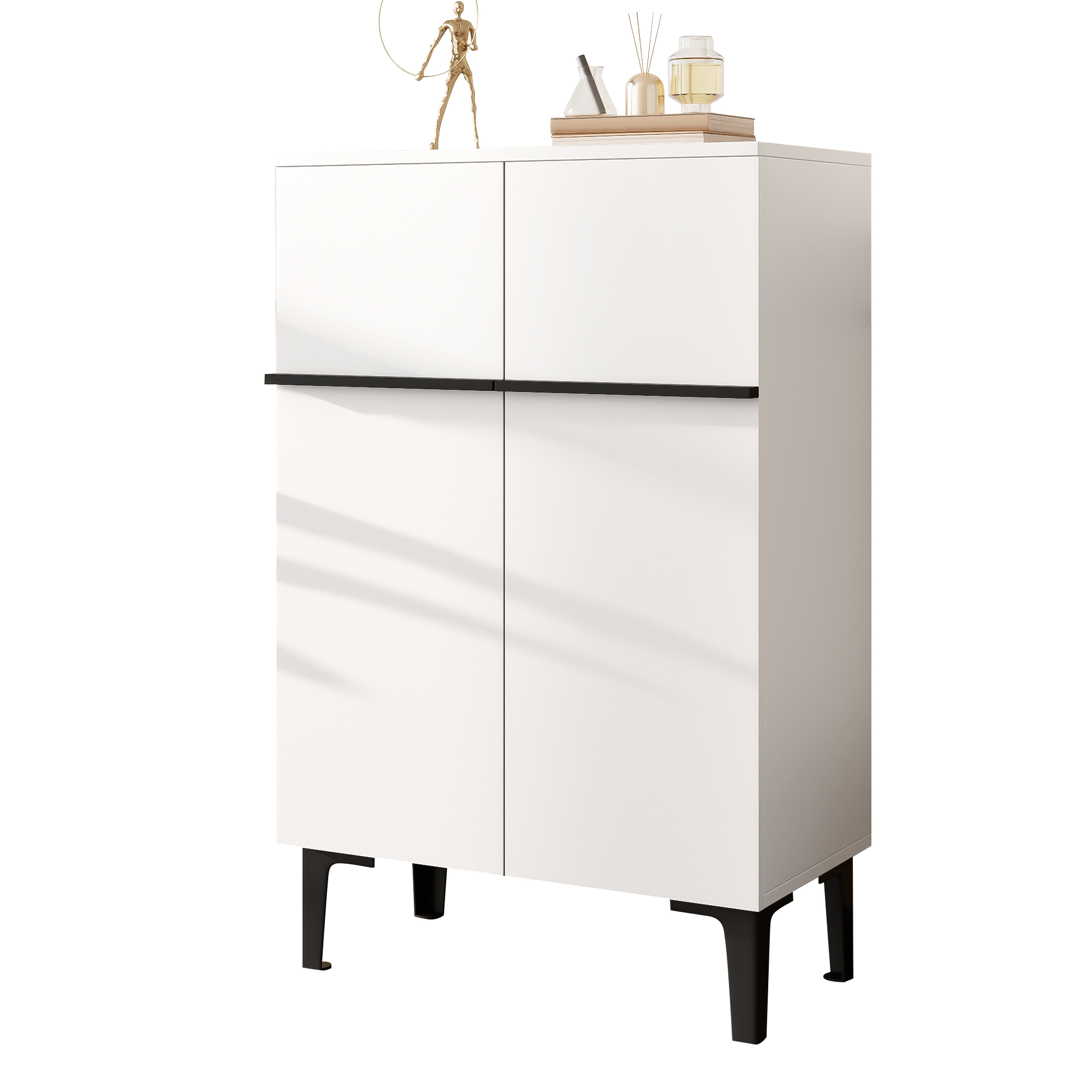 Schuhschrank Weiß Mit Verstellbaren Regalen, 95x60x34,5 Cm, Für Flur