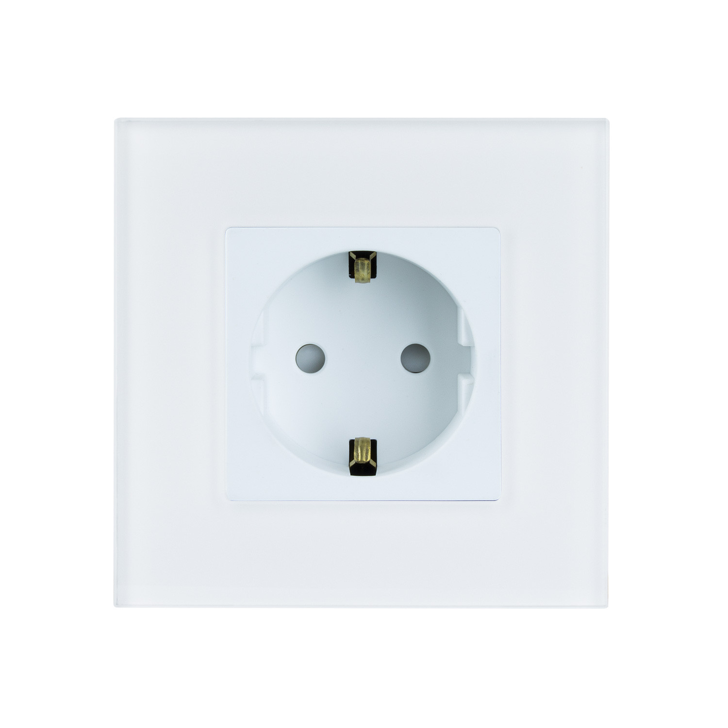 Schukostecker Typ F Mit Modern Glasrahmen Weiß