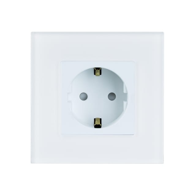 Schukostecker Typ F Mit Modern Glasrahmen Weiß