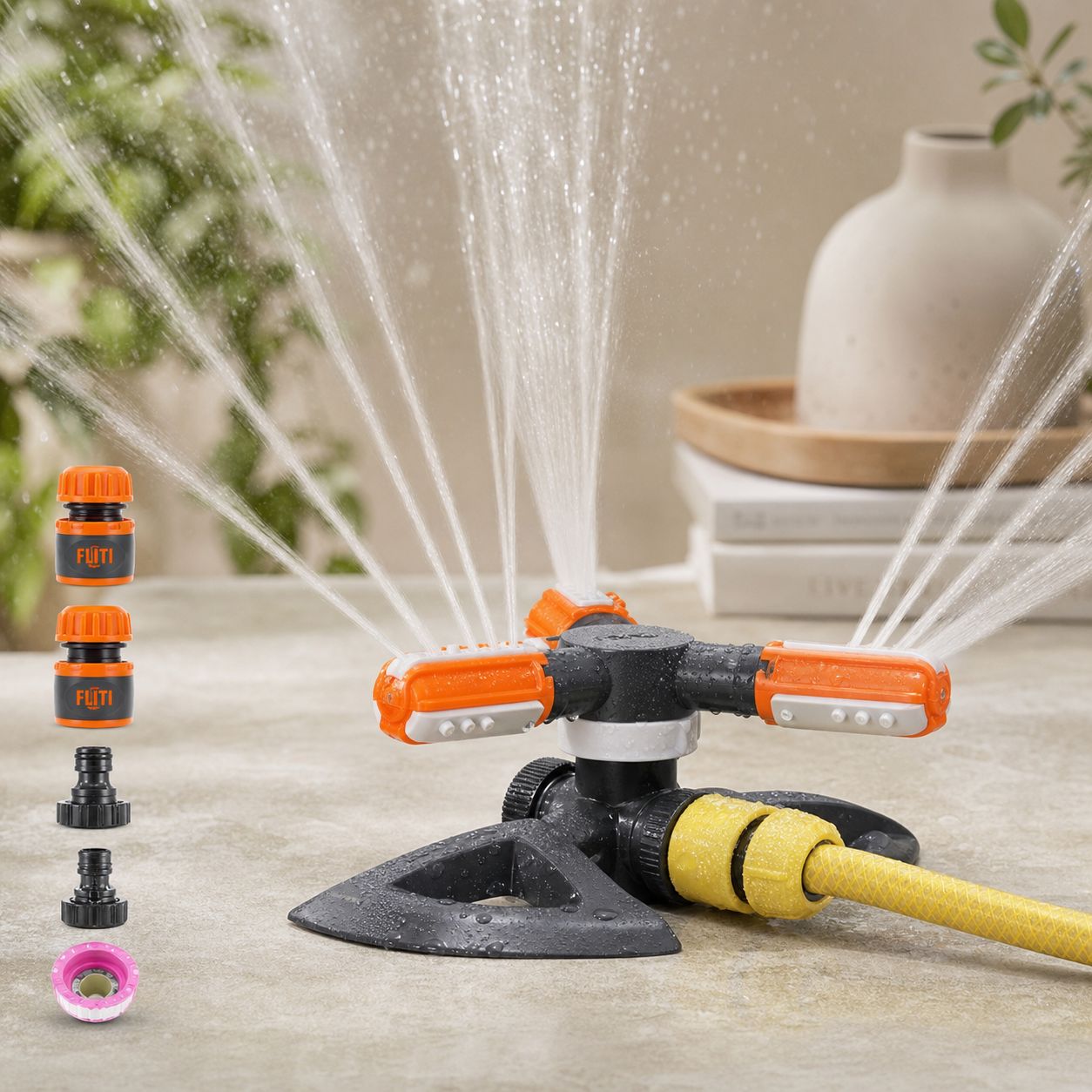 Automatisches Bewässerungssystem Mit 360° Drehbarem Gartensprinkler Und 36 Abs-düsen Für Rasenflächen
