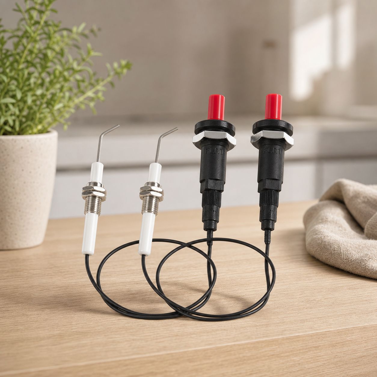 Piezoelektrischer Zünder, 2er-set, Keramik Und Metall, Für Gasgrills Und -herde, 30 Cm