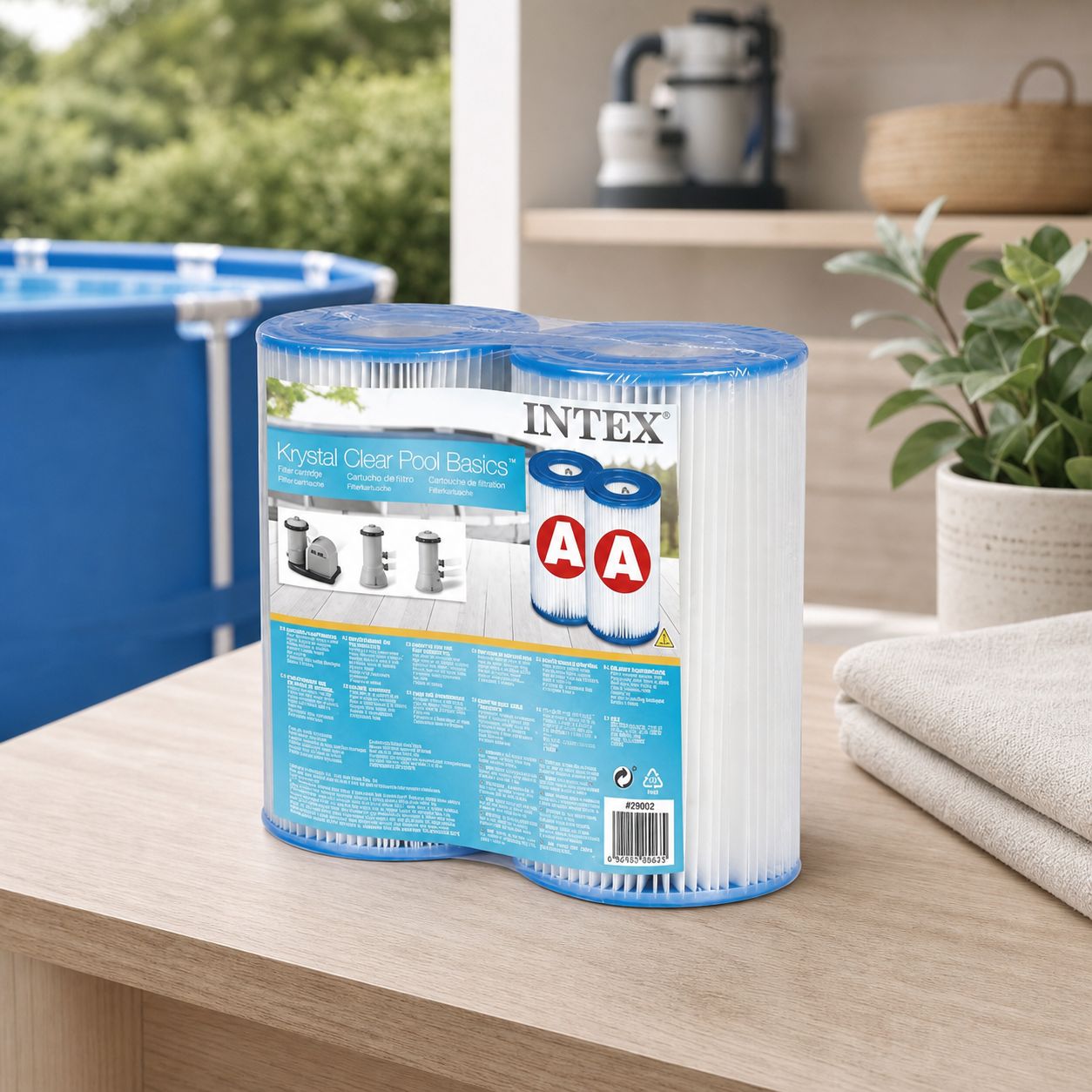 Lot Von 2 Kartuschen Filtrantes Typ A Für Schwimmbecken – Kompatible Pompes 530 Bis 1500 Gph – Filtre Bleu 10,8 X 21,6 Cm