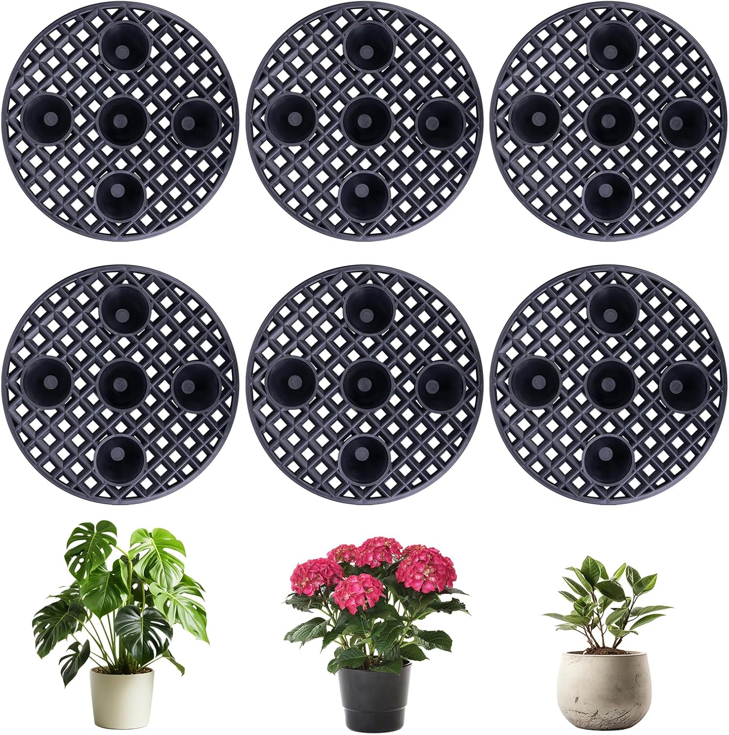 Set Mit 6 Netzblumentopf-hebern, Netzblumentöpfen, Bonsai-gitter, Kunststoffuntersetzer Für Den Innen- Und Außenbereich, Abflussgitter (20 Cm)