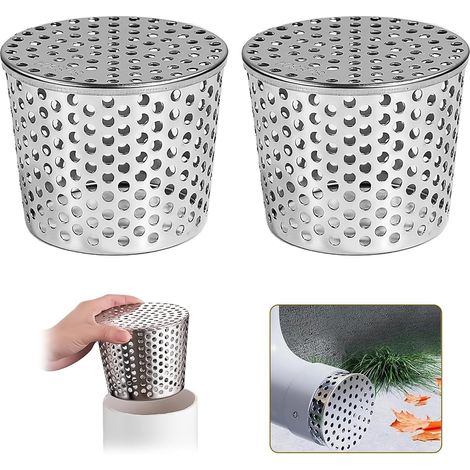 2-teiliges Dachrinnenschutz-set, Laubschutz, Dachrinnenschutz Gegen Laub, Edelstahl-dachrinnenschutz, Für Flachdachentwässerung, Abflüsse, Fallrohre (90-110 Mm)