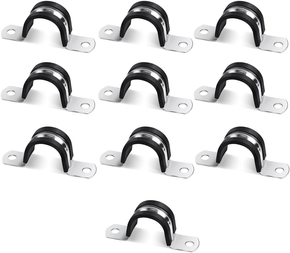 Packung Mit 10 U-förmigen Schlauchschellen Aus Edelstahl, Befestigungsschellen Für Edelstahlrohre, Robuste Edelstahlschellen Für Sanitärzubehör Und Wandbefestigungen Aus Starrem Drahtgeflecht