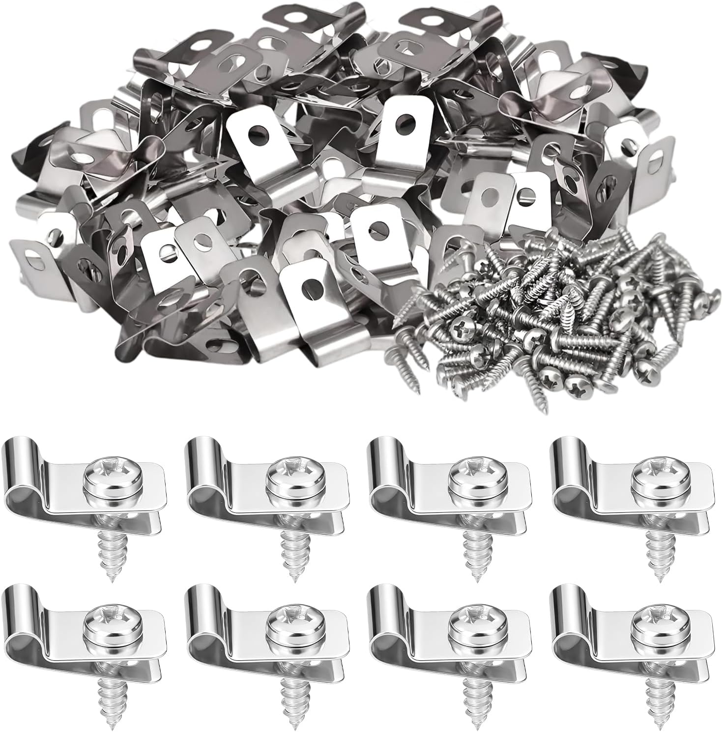 100 Stück Starre Drahtgitterzaunclips 5 Mm Mit Edelstahlschrauben, Doppelloch-bürozubehör, Klemmen Geeignet Für Selbstgebaute Werkzeugaufbewahrungskäfige