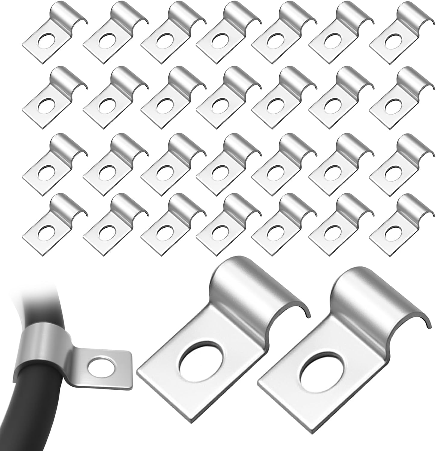 30 Stück Wandbefestigungen Für Starre Drahtgitter, Drahtgitterclips Aus Edelstahl, U-förmige Klemmen Mit Einem Loch, Für Die Befestigung Von Kabeln, Rohren Und Starren Drahtgittern Im Haushalt (5 Mm,
