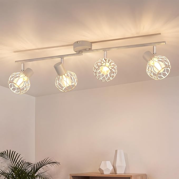Gbly Led Deckenstrahler 4 Flammig Deckenlampe Grau E14 Metall 350° Schwenkbar Wohnzimmer Lampe Deckenspot Küche Deckenleuchte Ohne Leuchtmittel