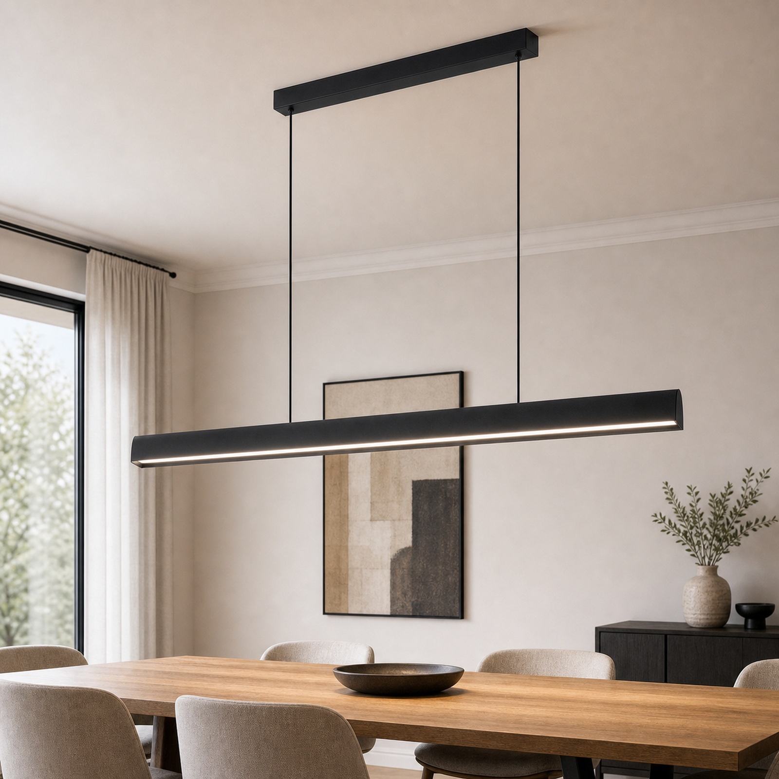 Gbly Lineare Led Hängeleuchte Schwarz 106 7cm 34w Dimmbar Mit Fernbedienung 3 Farbtemperaturen Warm Neutral Kalt Höhenverstellbar Modern Esstischlampe Für Esstisch Kücheninsel Büro