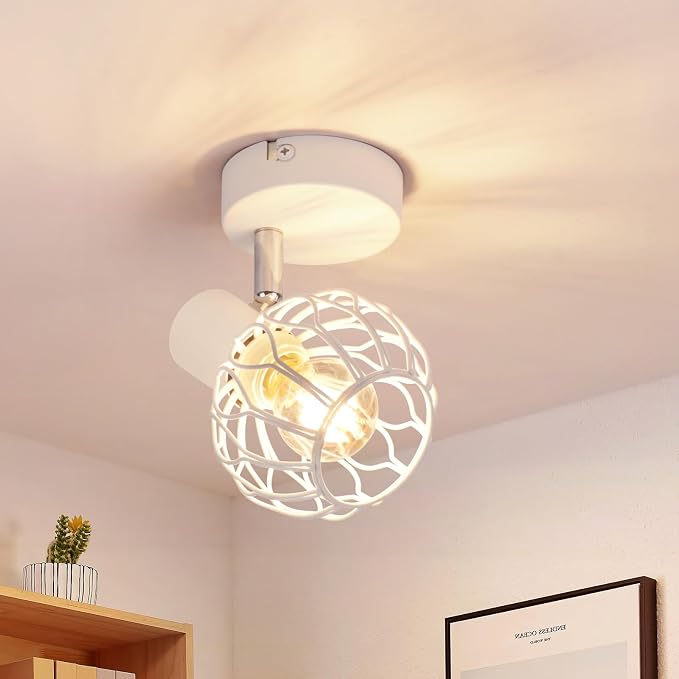 Gbly Led Deckenlampe 1 Flammig Deckenstrahler 350° Schwenkbar E14 Metall Deckenleuchte Weiß Flurlampe Deckenspot Für Flur Küche Schlafzimmer Ohne Leuchtmittel