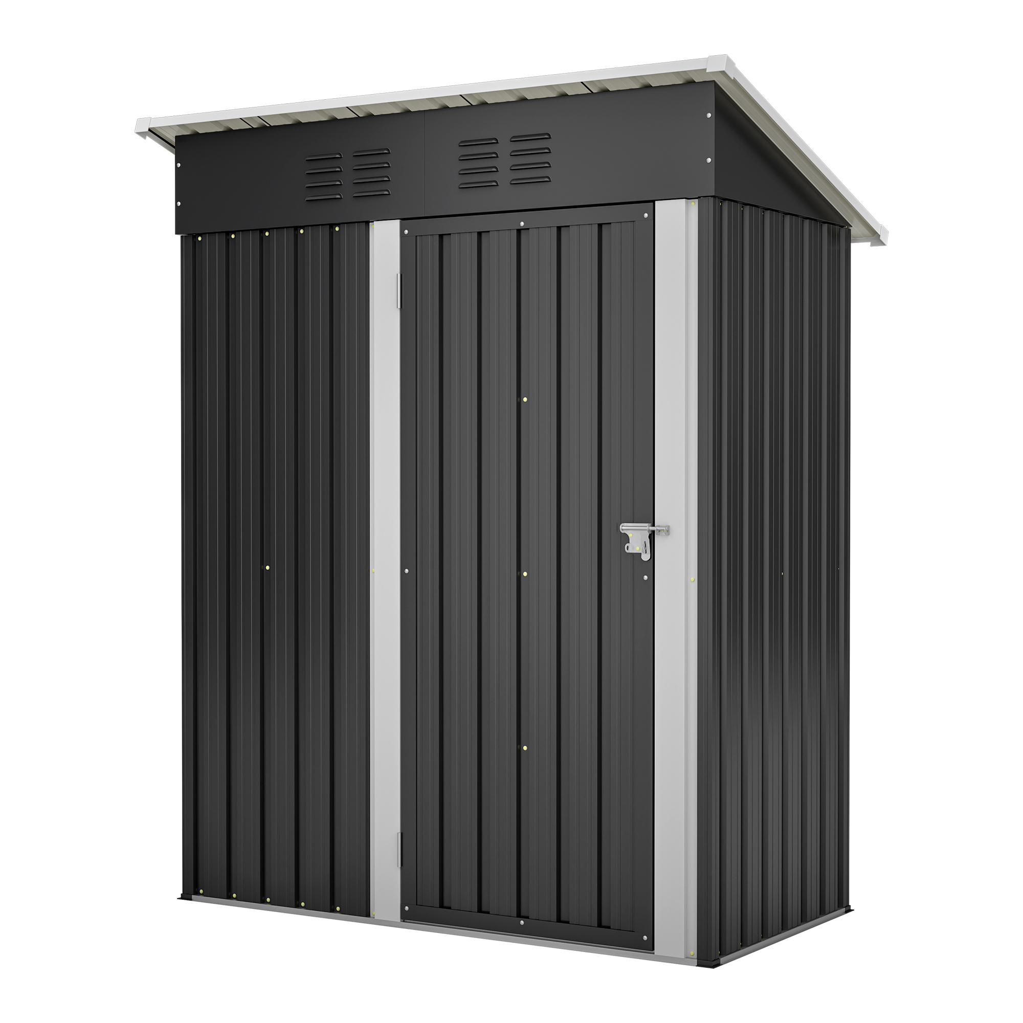 Geworzi Metall Gartenhaus 3'X5' Geräteschuppen Mit Abschließbarer Tür, Werkzeugaufbewahrung Für Hinterhof Und Terrasse Schwarz