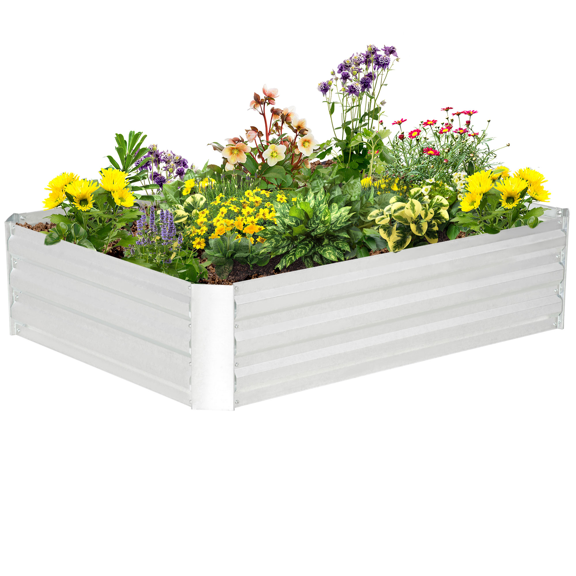 Hochbeet Garten Quadratisch Aus Verzinktem Stahl, Gemüsebeet Mit Unkrautschutz 120 X 90 X 30 Cm Silber