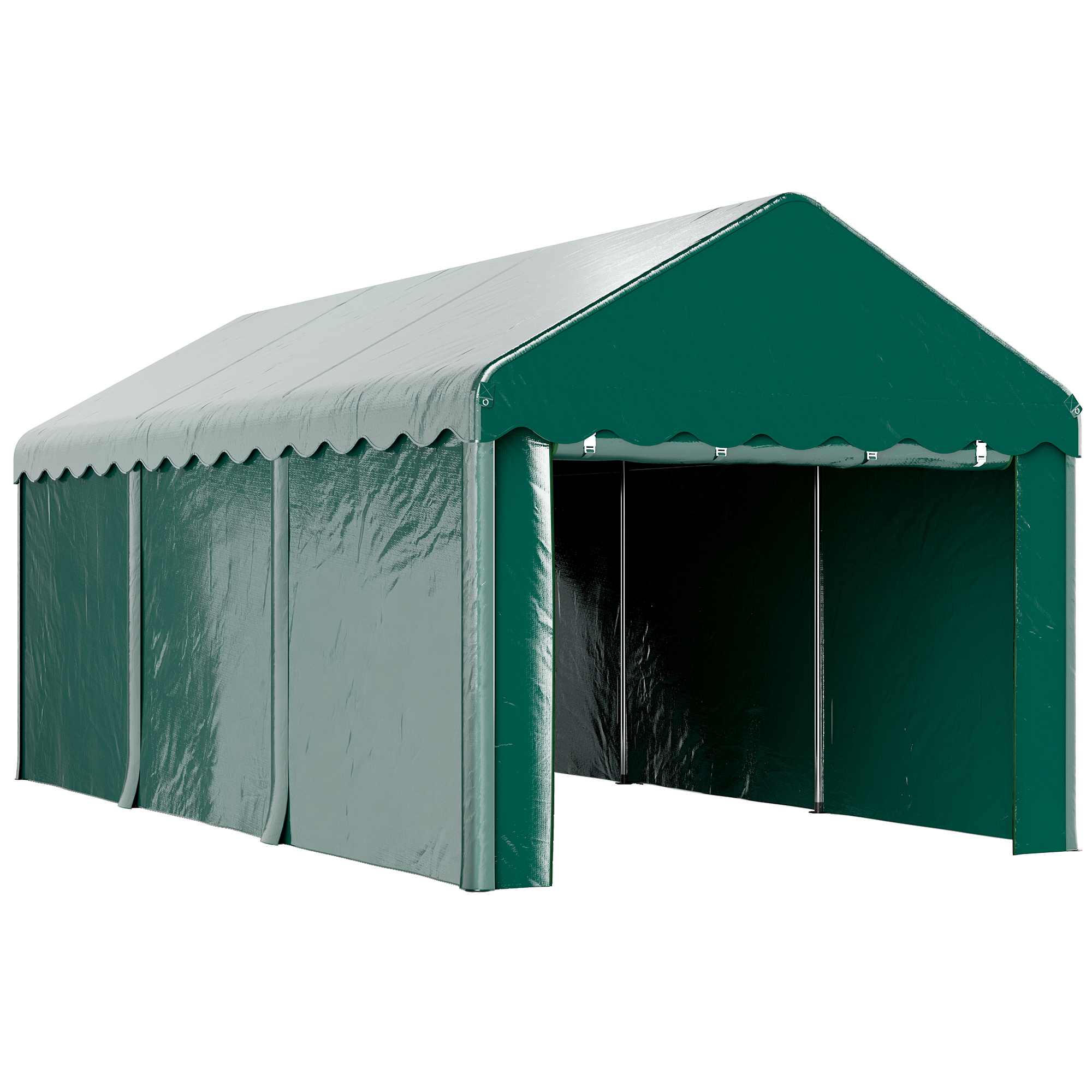 Garagenzelt Carport 3 X 6 M, Robuster Auto-unterstand Mit 2 Rolltüren, Pe-gewebe 200 G Grün