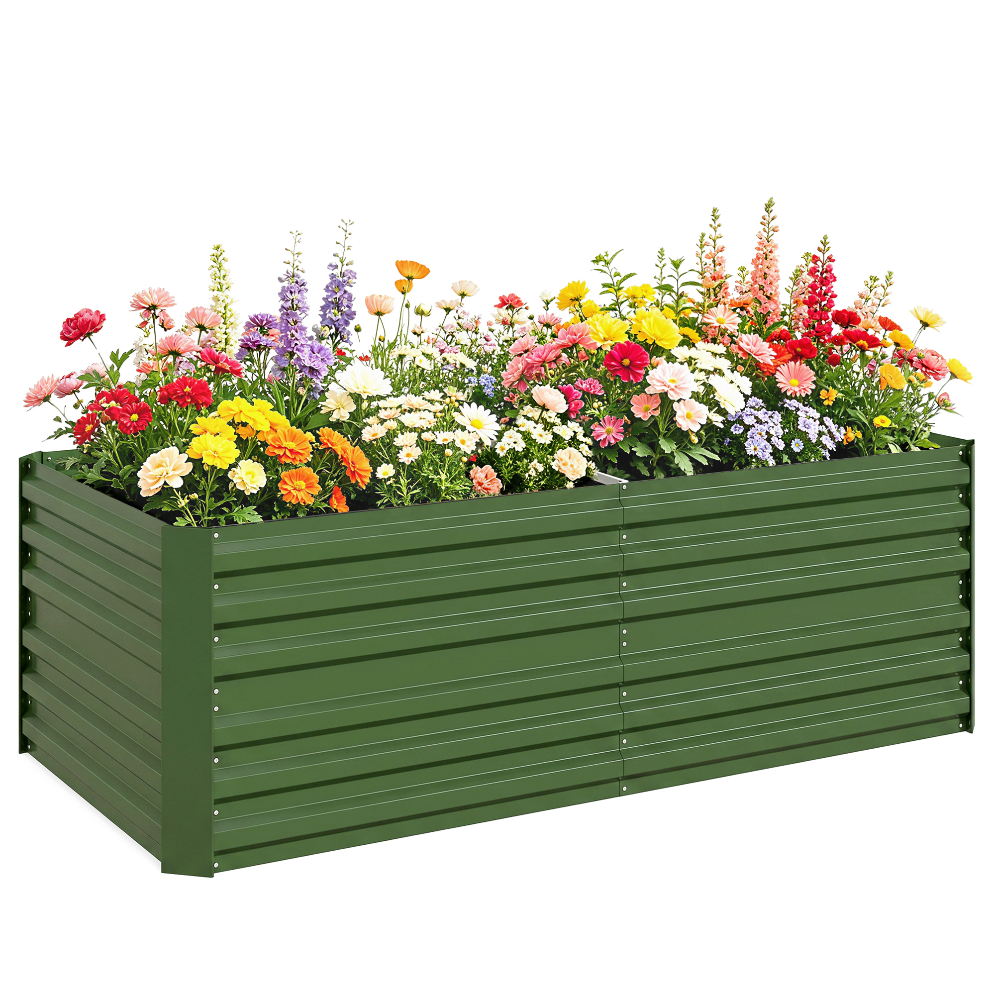 Hochbeet Aus Verzinktem Stahl Rechteckig, Gemüsebeet Mit Verstärkungsrohren, Garten Pflanzkasten 180 X 90 X 59 Cm