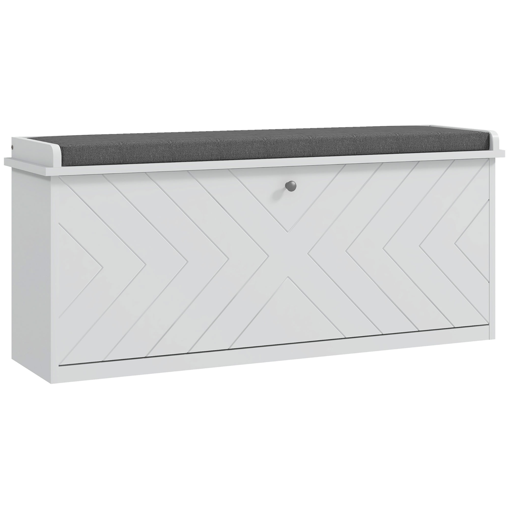 Schuhbank Mit Klappschublade, Sitzkissen Und Verstellbarem Regal 100 X 26 X 48 Cm Weiß