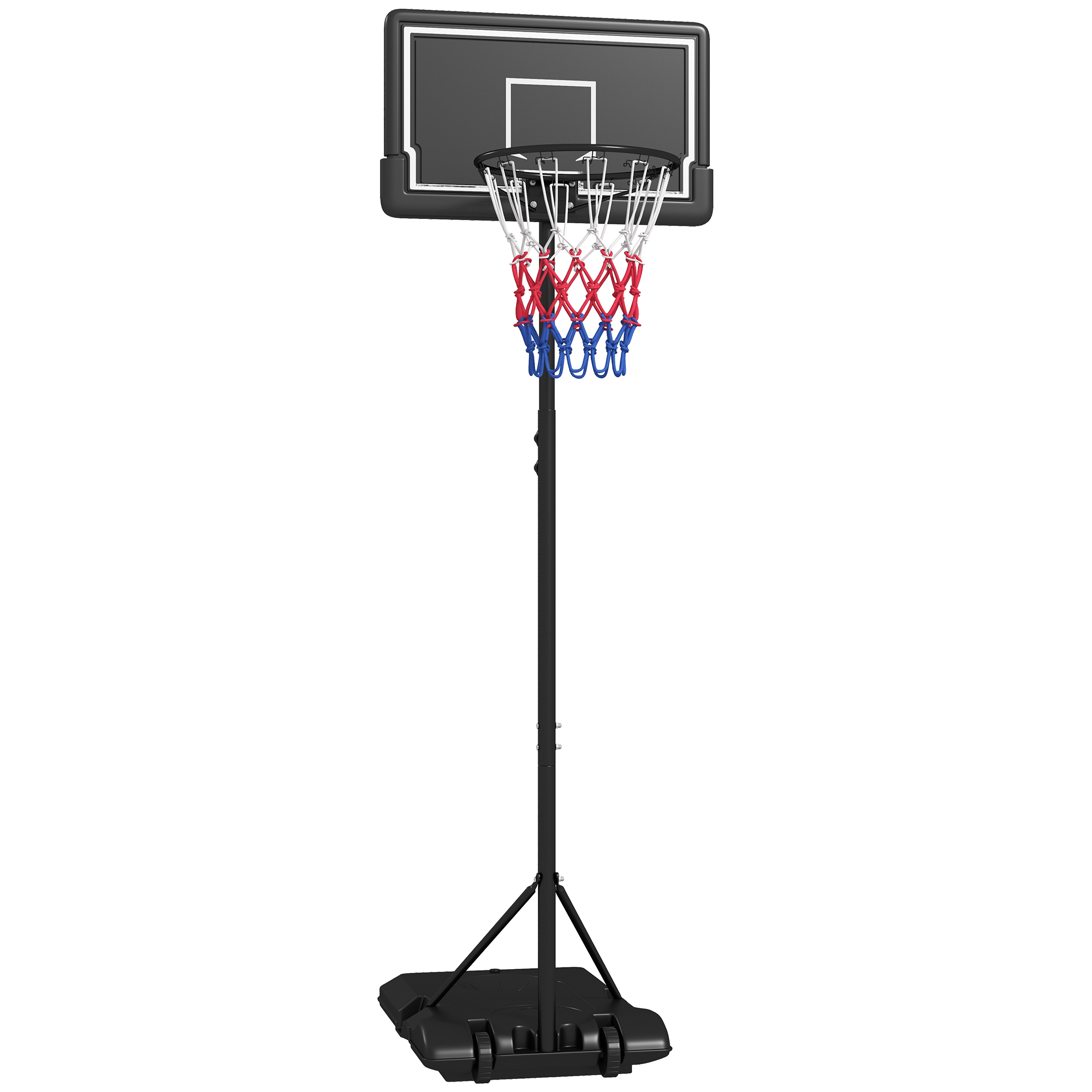 Basketballkorb Outdoor Höhenverstellbar 182-213/220-250 Cm, Basketballständer Mit Rollen Schwarz