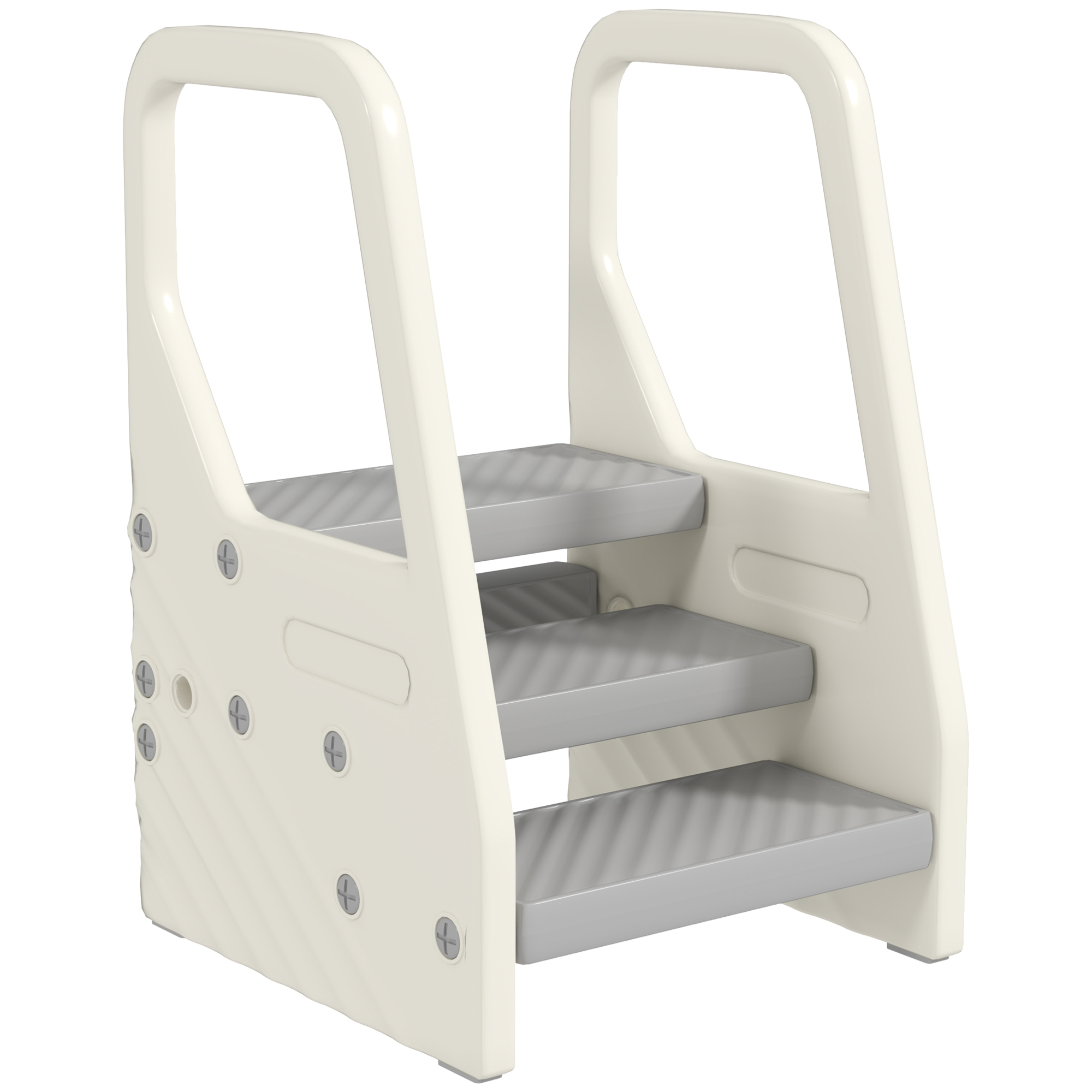 Kinder-tritthocker 3-stufig, Höhenverstellbar Von 3 Auf 2 Stufen, 43 X 42 X 65,5 Cm, Grau
