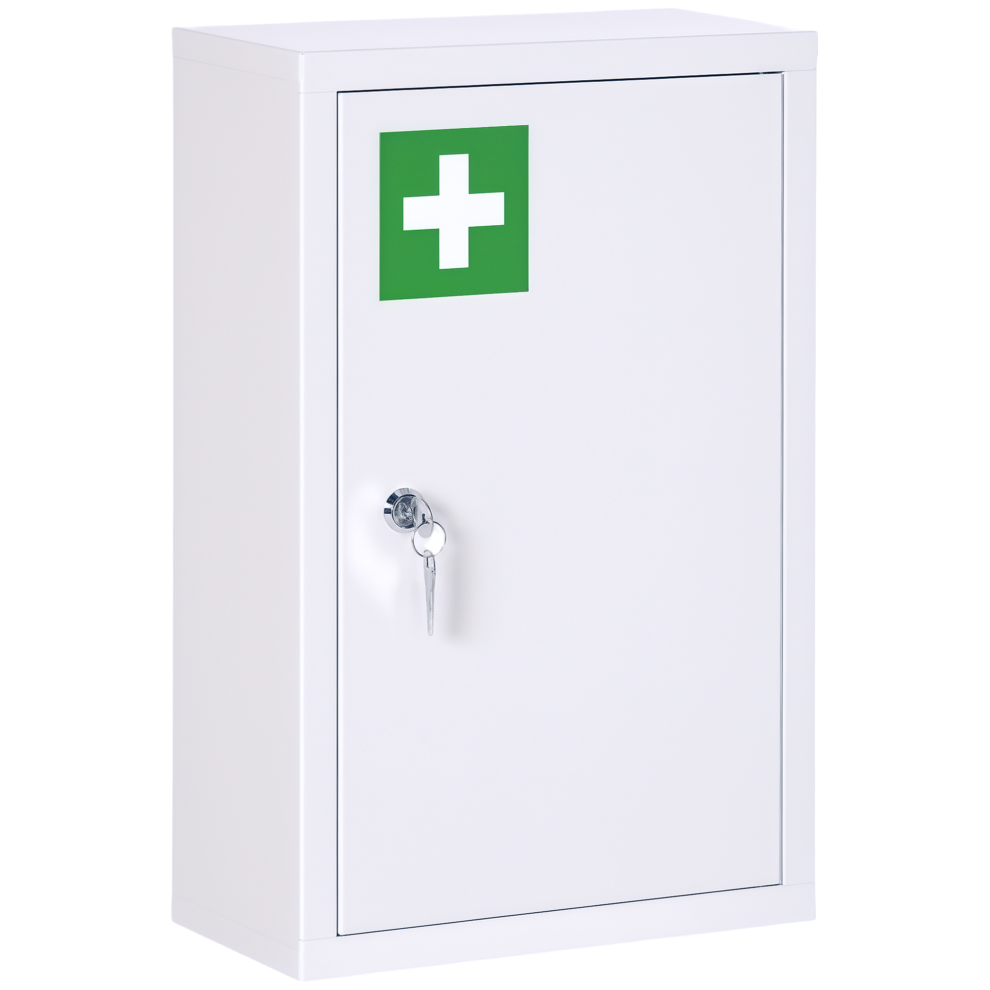 Medizinschrank Wandmontage Aus Stahl, Abschließbarer Arzneischrank Mit 3 Ebenen Und 2 Schlüsseln 30 X 14 X 46 Cm Weiß