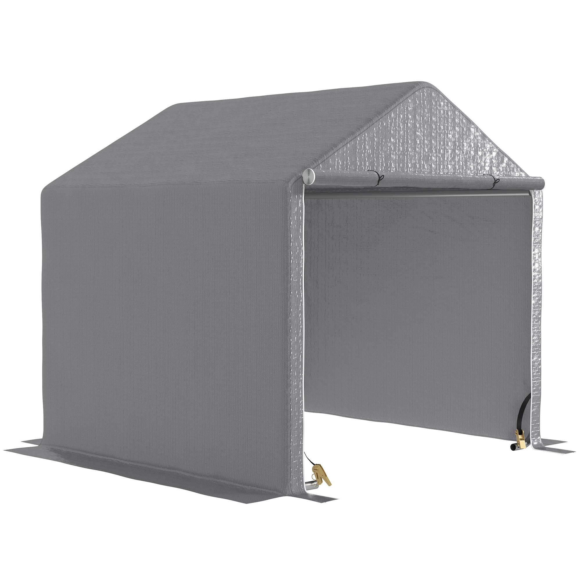 Fahrradunterstand 2 X 2 X 2 M, Outdoor-abstellraum Mit Verzinktem Stahlrahmen, Wasserdicht Und Uv-beständig, Grau