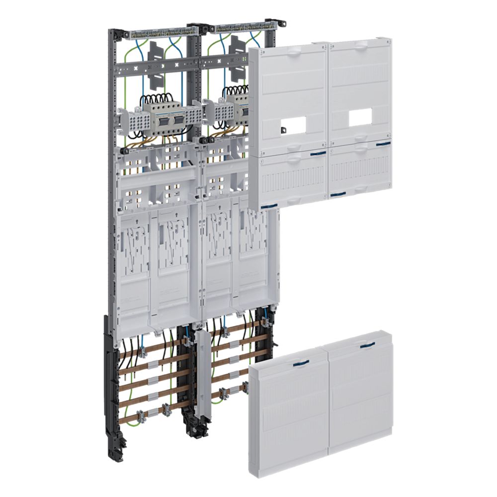 Hager Komplettfeld, Univz, Ehz, H 1050mm, 4 Zählerpl., 2-feld, Nrw, Sh, Hh, Mv, Avacon