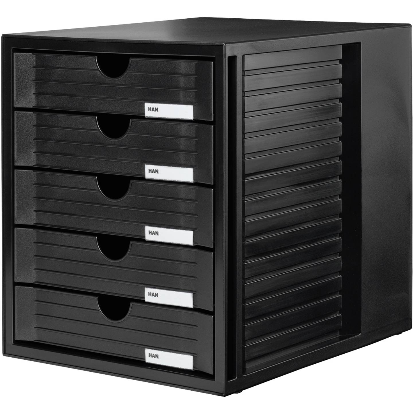 [gebraucht] B-ware Han Systembox Schubladenbox Din A4 Schwarz 5 Schubladen Stapelbar Rutschfest