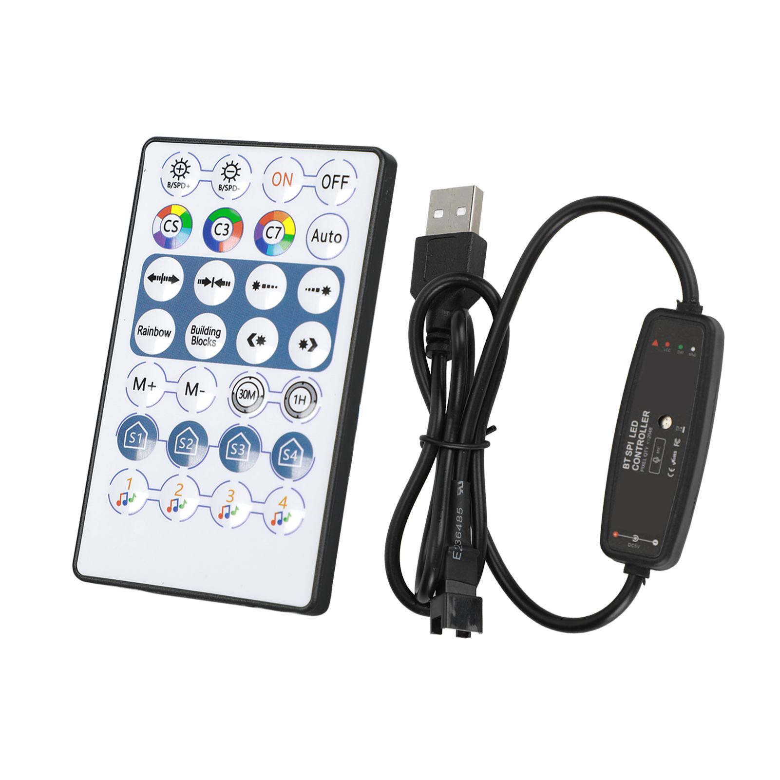 Kabelloser Bluetooth-controller Für Rgb-led-streifen Mit Fernbedienung, Usb-anschluss, Dream Color Und Musikmodus Für 5v-lichtleisten