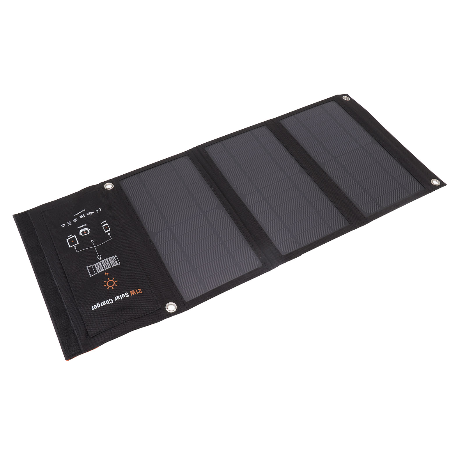 21-w-falt-solarpanel-ladegerät, Schwarz, Tragbares Solar-ladepanel Mit Zwei Usb-anschlüssen Für Outdoor-aktivitäten Wie Wandern Und Camping