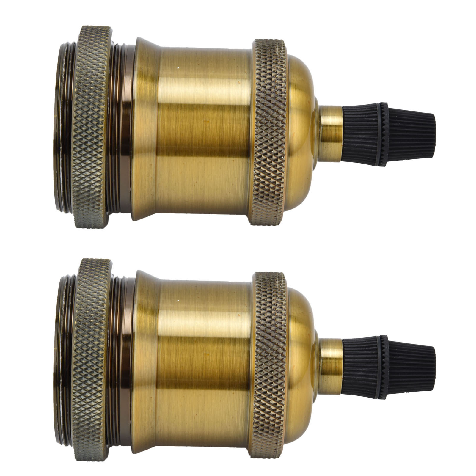 2 Stück Vintage-lampenfassungen, Retro-aluminium-lampenhalter, Diy-zubehör Für E26/27-vintage-glühbirnen, Gelbbronze