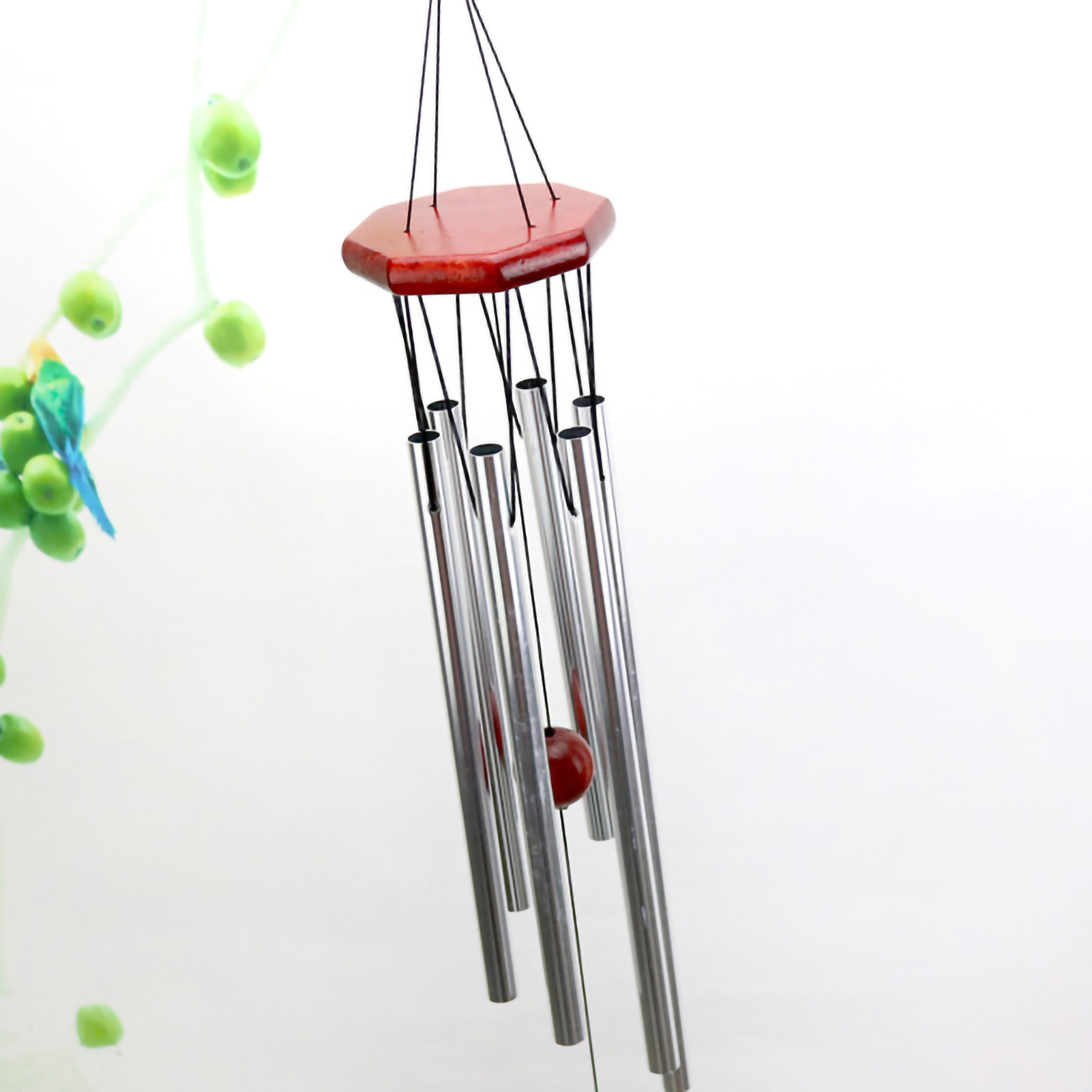 Windspiel Aus Mehreren Aluminiumrohren, Dekoratives Holzwindspiel, Geschenk Für Hütte, Haustür, Fenster, Plattform, Silber-weißes Rohr