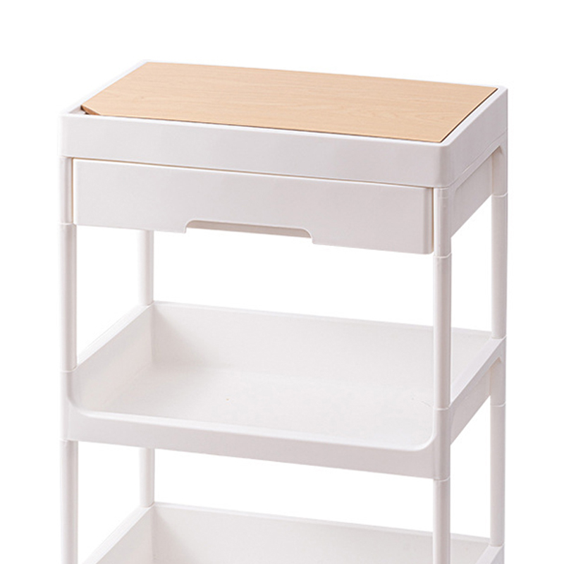 Rollwagen Mit Großem Fassungsvermögen, Umweltfreundlich, Aus Robustem Pp/mdf, Platzsparend, Ideal Für Kosmetikstudios Und Studentenwohnheime. 3-stöckig, Mit Abdeckung Und Rollen.