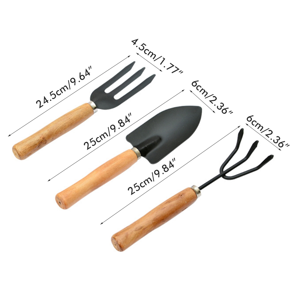 3-teiliges Mini-gartenwerkzeug-set Mit Holzgriff, Bestehend Aus Schaufel, Rechen Und Gabel Für Zimmerpflanzen Und Topfpflanzen