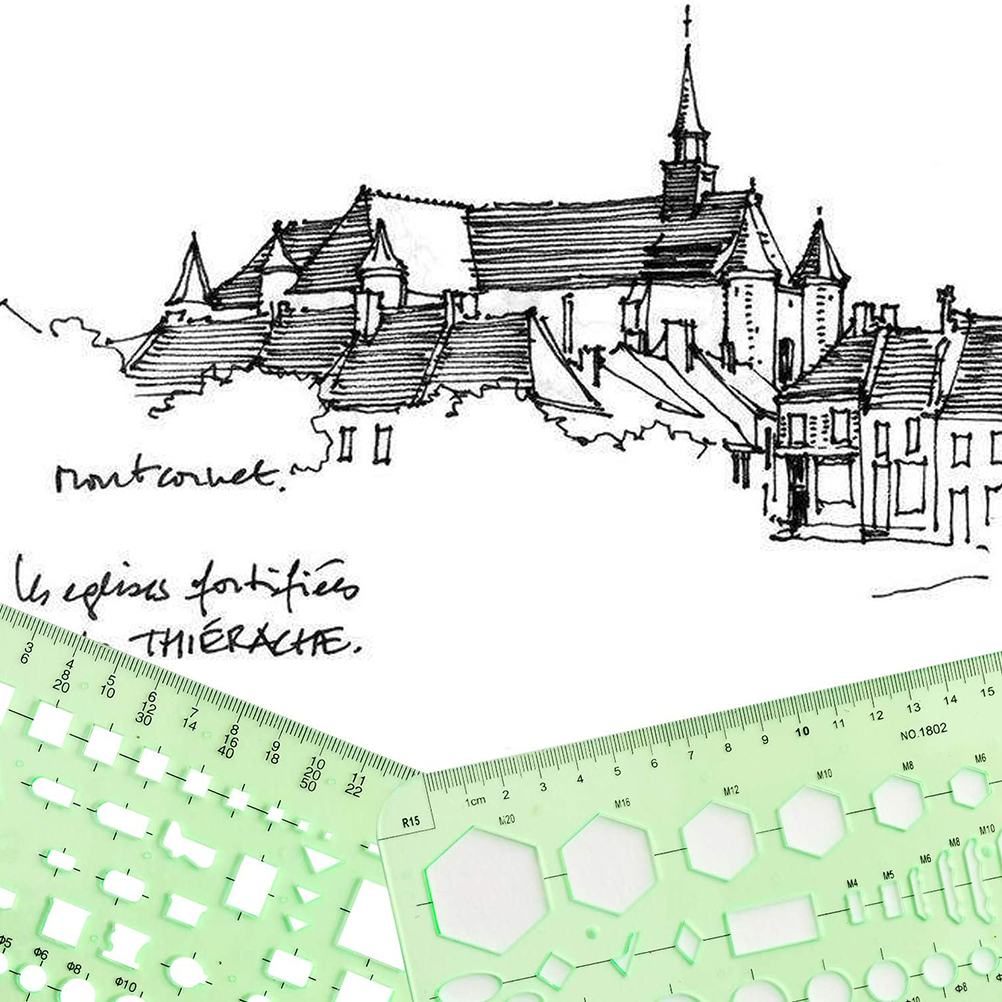 9-teiliges Set Zeichenvorlagen, Messlineale, Kunststoff-zeichenlineale Für Ingenieurwesen, Bauwesen, Studium Und Konstruktion